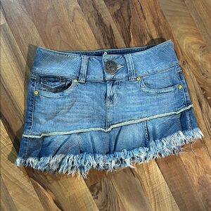 Guess Blue Frayed Mini Skirt